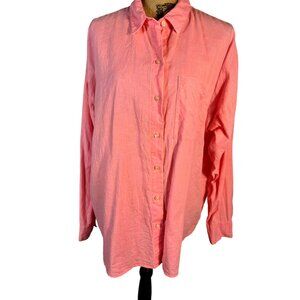 Old Navy Boyfriend Shirt XL Long Sleeve Pink Lagenlook Womens linen blend Beach